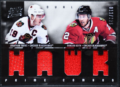 2011-12 Panini Prime Combos Dual Jerseys Keith/Toews Blackhawks /225 Jersey 1518