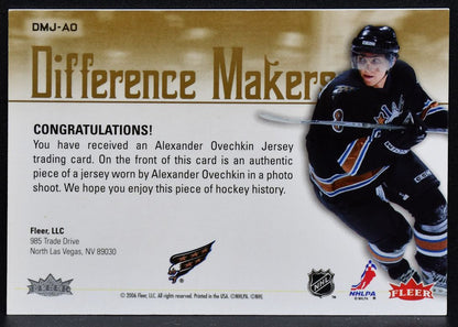 2005-06 Fleer Ultra Difference Makers s Ovechkin DMJ-AO Capitals RC Jersey 3183
