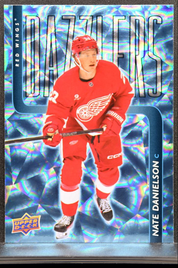 2025-26 Upper Deck Extended Series Dazzlers Blue Nate Danielson Red Wings 8648