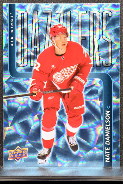 2025-26 Upper Deck Extended Series Dazzlers Blue Nate Danielson Red Wings 8648