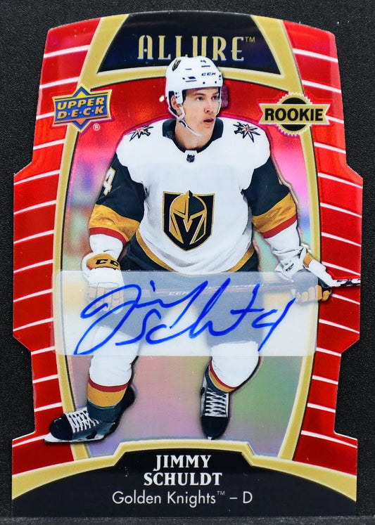 2019-20 UD Allure Red Rainbow Autograph Rookie Jimmy Schuldt 61 RC Auto 015/349