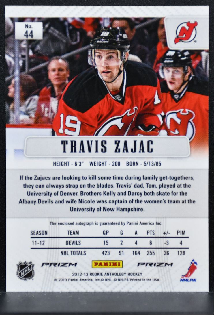2012-13 Panini Rookie Anthology Prizm Autograph Travis Zajac 44 Devils Auto 9465