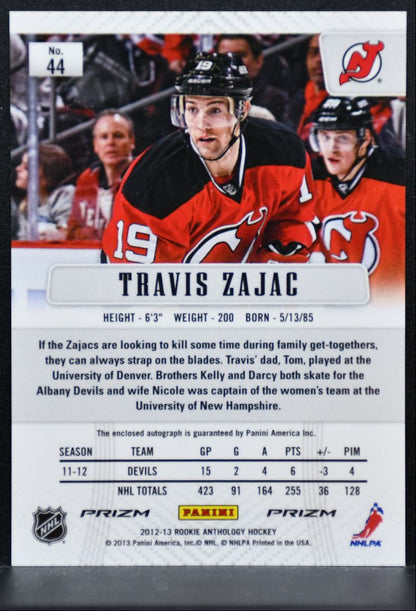 2012-13 Panini Rookie Anthology Prizm Autograph Travis Zajac 44 Devils Auto 9465