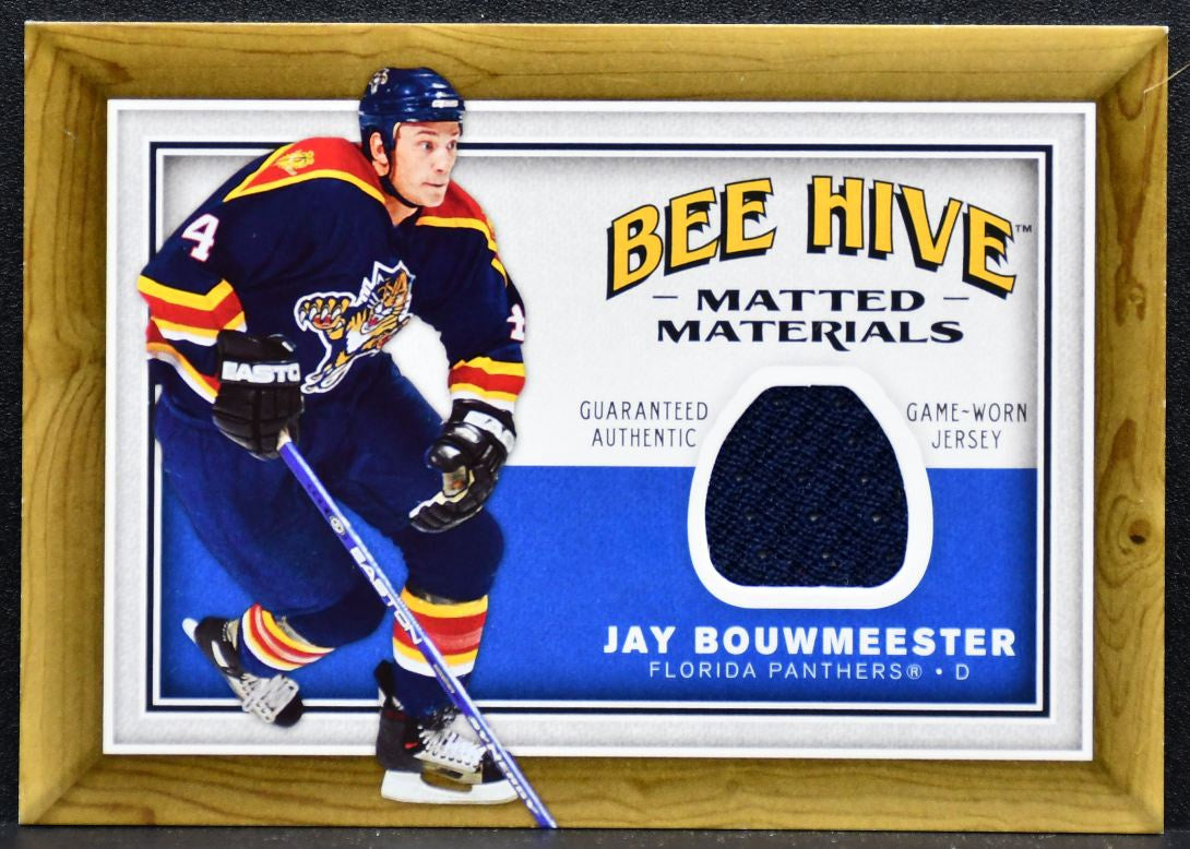 2006-07 UD Bee Hive Matted Materials Jay Bouwmeester MM-JB Panthers Jersey 3425