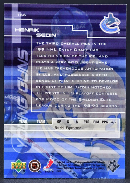 1999-00 UD Young Guns Henrik Sedin 166 RC
