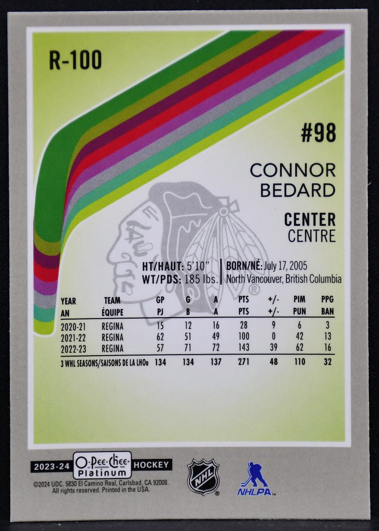 2023-24 O-Pee-Chee Platinum Retro - Rookies Connor Bedard R-100 RC