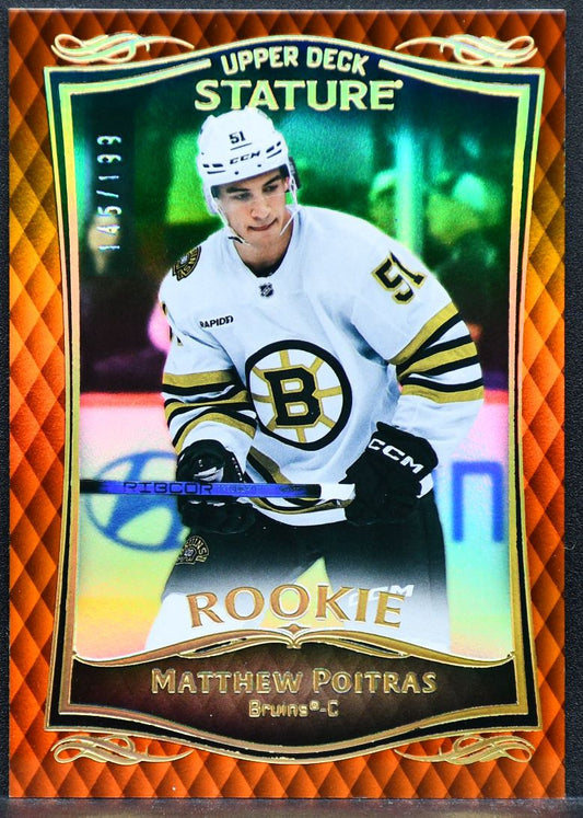 2023-24 UD Stature Rookie Orange Matthew Poitras 41 Boston Bruins RC 145/199