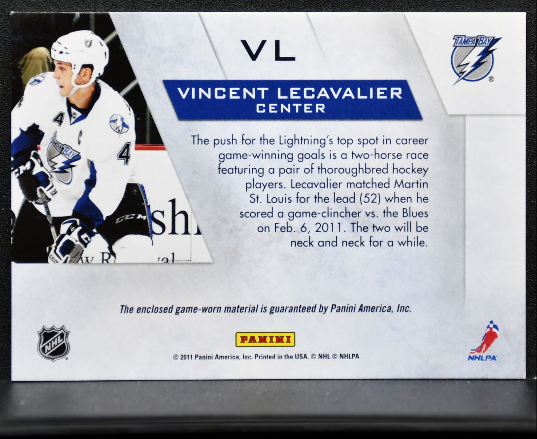 2010-11 Panini Zenith Winter Warriors Jersey Vincent Lecavalier VL Jersey 2524