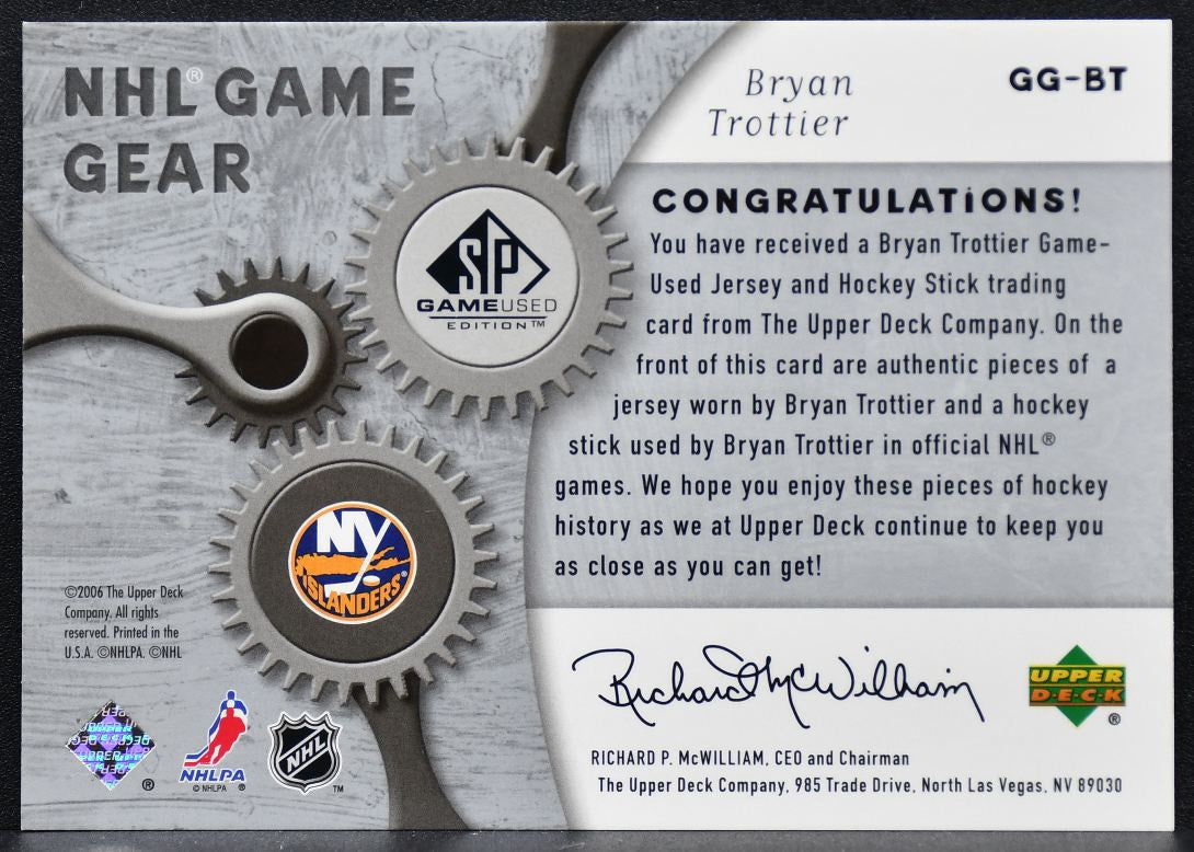 2006-07 SP Game Used NHL Game Gear Brian Trottier 088/100 Jersey / Stick 9033