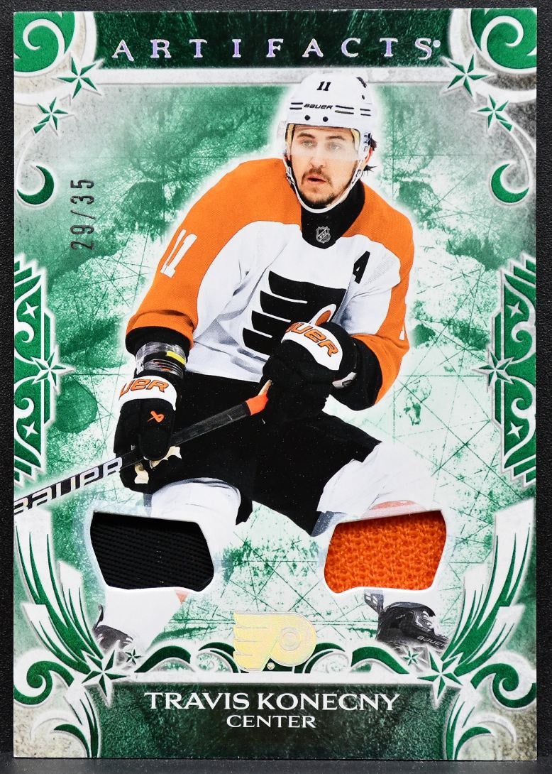 2024-25 UD Artifacts Emerald Materials Travis Konecny Flyers 29/35 Jersey 6842