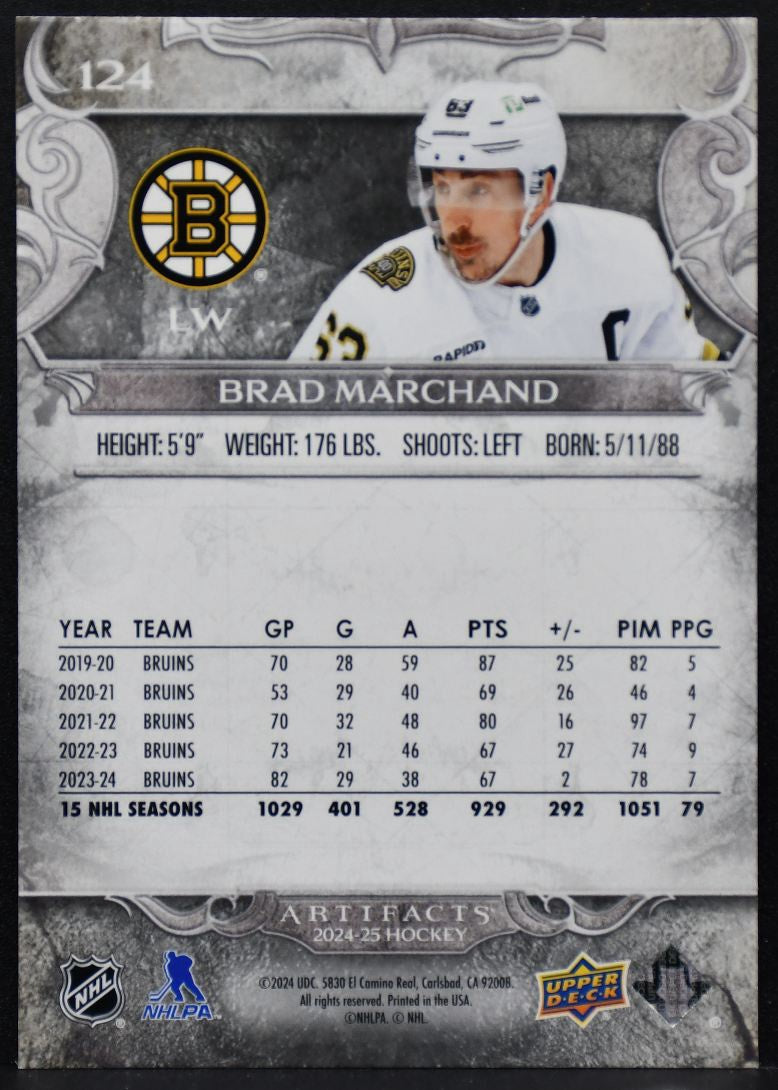 2024-25 Upper Deck Artifacts Foilboard Brad Marchand 124 Boston Bruins 6162