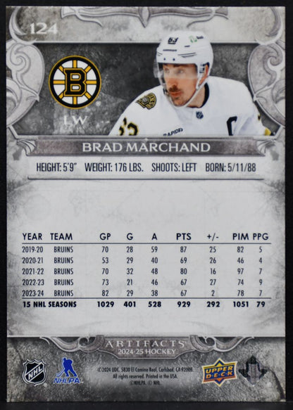 2024-25 Upper Deck Artifacts Foilboard Brad Marchand 124 Boston Bruins 6162