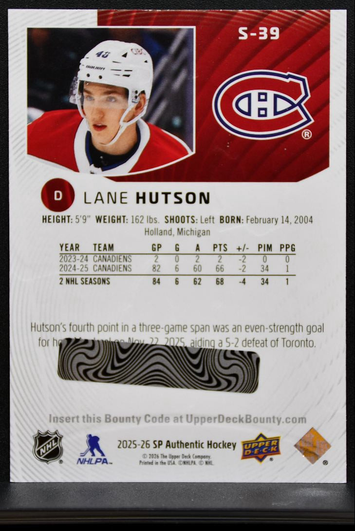 2025-26 SP Authentic Spectrum FX Lane Hutson S-39 Montreal Canadiens 7962