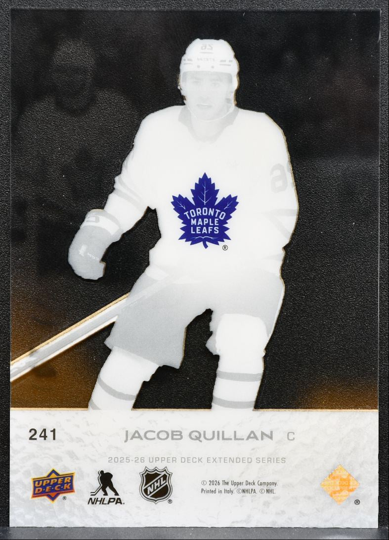 2025-26 UD Extended Series Young Guns Acetate Jacob Quillan Maple Leafs RC 3505
