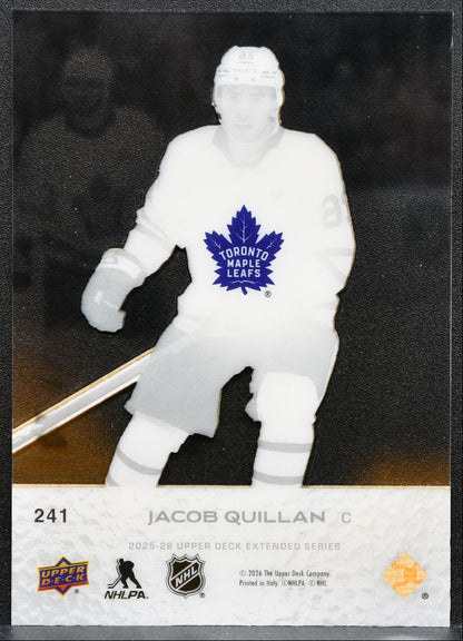 2025-26 UD Extended Series Young Guns Acetate Jacob Quillan Maple Leafs RC 3505