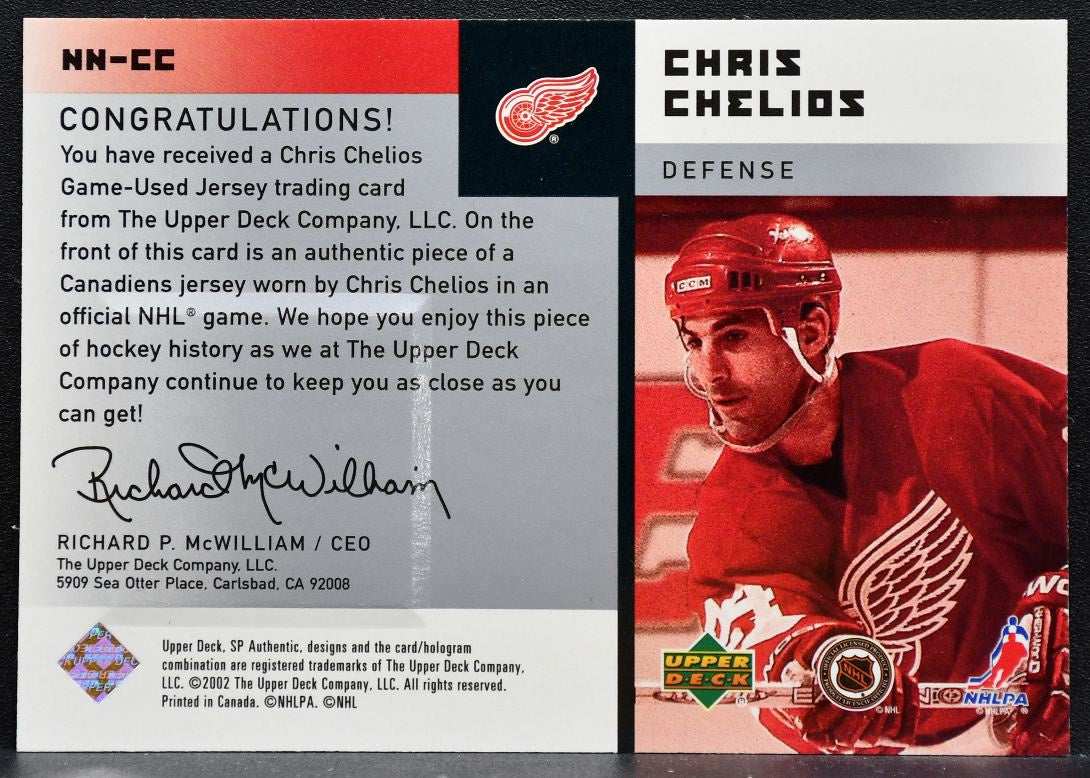 2001-02 SP Authentic Notable Numbers Chris Chelios 0351/1181 Jersey 6229