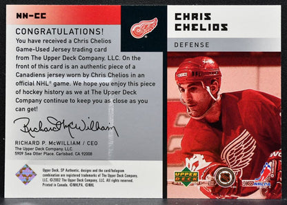 2001-02 SP Authentic Notable Numbers Chris Chelios 0351/1181 Jersey 6229