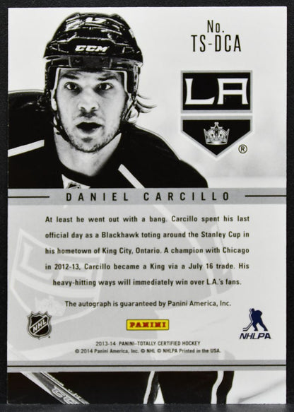 2013-14 Panini Totally Certified Carcillo TS-DCA Los Angeles Kings Auto 1277