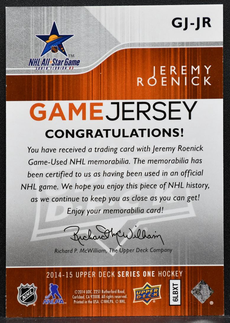 2014-15 Upper Deck Series 1 Game Jersey Jeremy Roenick GJ-JR Flyers Jersey 4077