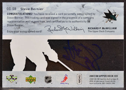 2007-08 Upper Deck Ice Glacial Graphs Steve Bernier GG-SB Sharks Auto 7259