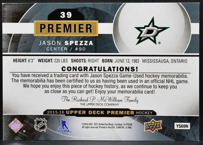 2015-16 UD Premier Base - Jersey Jason Spezza 39 Stars 109/199 Jersey 0888