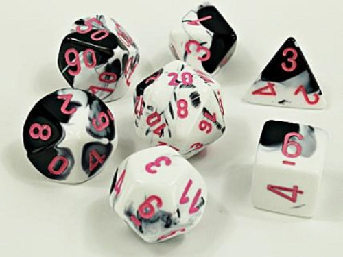 Gemini 7-Die Set Black-White / Pink Chessex Dice (CHX30043)