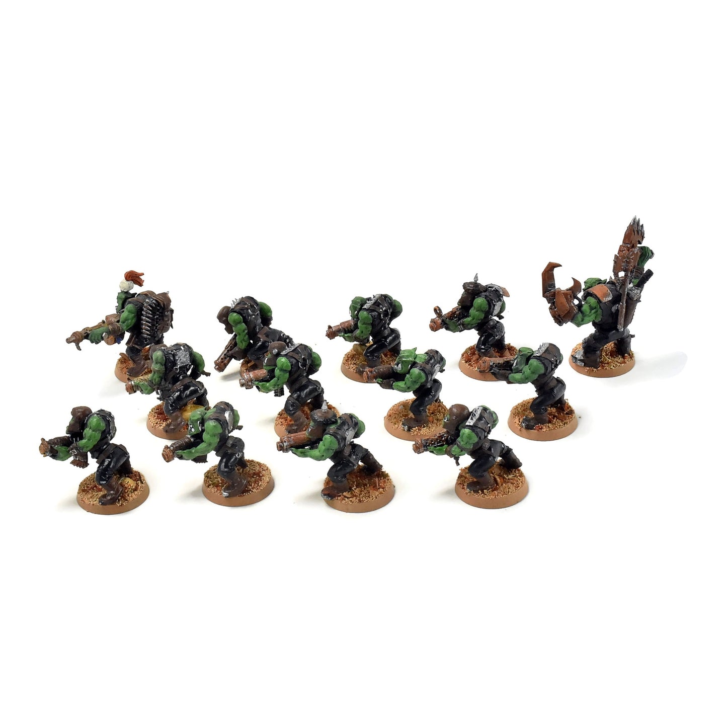 ORKS 12 Ork Boyz Shootaz With Nob #14 WELL PAINTED 40K