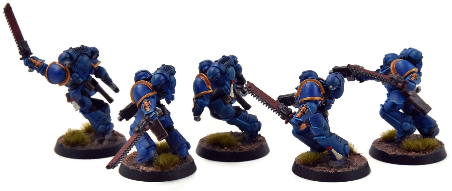 SPACE MARINES 5 Assault Intercessors #1 WELL PAINTED Warhammer 40K Ultramarines