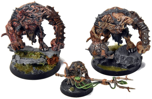 SKAVEN 2 Rat Ogors & packmaster #12 WELL PAINTED Warhammer Fantasy