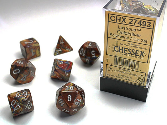 Lustrous 7-Die Set Gold / Silver Chessex Dice (CHX27493)