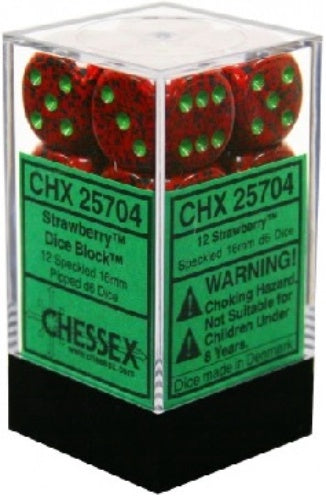 Speckled 12 * D6 Strawberry 16mm Chessex Dice (CHX25704)