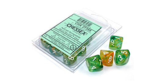 Nebula 10 * D10 Spring / White Luminary Chessex Dice (CHX27355)