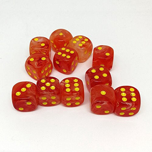 Ghostly Glow 12 * D6 Orange  / Yellow 16mm Chessex Dice (CHX27723)