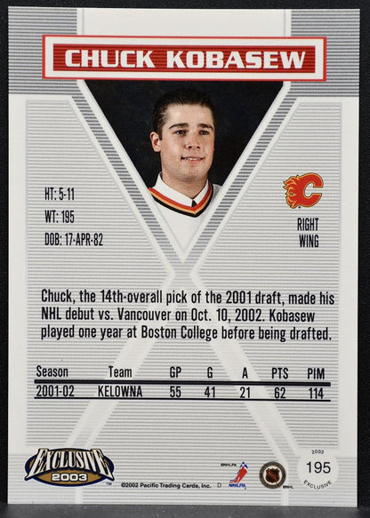 2002-03 Pacific Exclusive Auto Rookie Chuck Kobasew Flames Auto 380/1000 9402