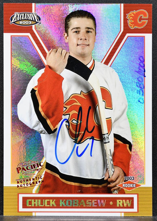 2002-03 Pacific Exclusive Auto Rookie Chuck Kobasew Flames Auto 380/1000 9402