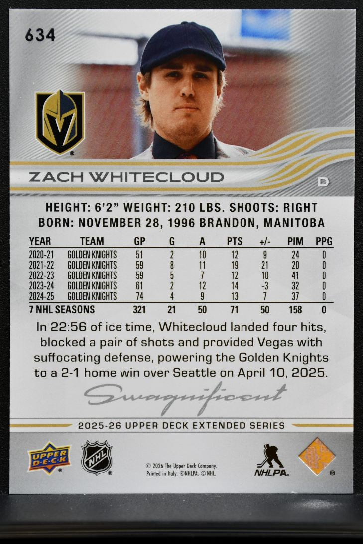 2025-26 UD Extended Series Swagnificent Zach Whitecloud 634 Golden Knights 1709