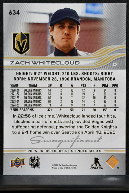 2025-26 UD Extended Series Swagnificent Zach Whitecloud 634 Golden Knights 1709