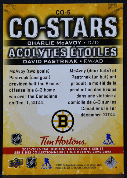 25-26 UD Tim Hortons Co-Stars David Pastrnak / Charlie McAvoy CO-5 Boston Bruins 1947