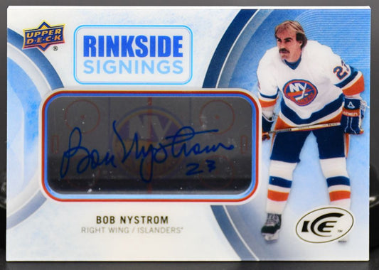 2016-17 UD ICE Rinkside Signings Bob Nystrom RS-BN Auto