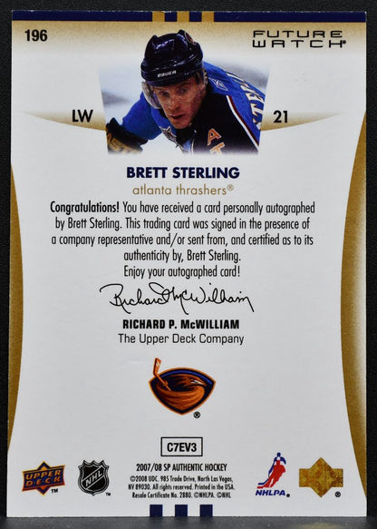 2007-08 SP Authentic Future Watch Auto Brett Sterling RC Auto 211/999 7059