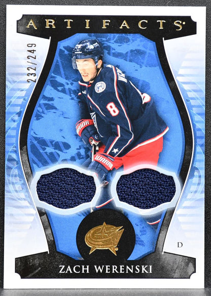 2023-24 UD Artifacts Material Gold Zach Werenski Blue Jackets Jersey 3964