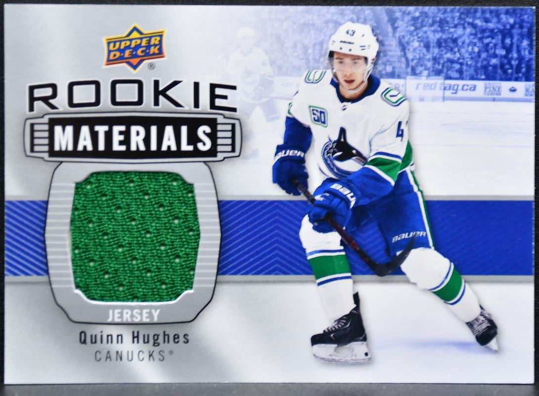2019-20 Upper Deck Series 2 Rookie Materials Quinn Hughes Canucks RC Jersey 2140