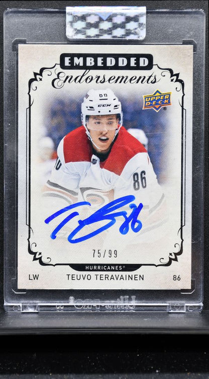 2018-19 UD Clear Cut Embedded Endorsements Teravainen Hurricanes Auto /99 7589