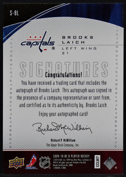 2009-10 UD Be A Player Signatures Brooks Laich S-BL Washington Capitals Auto