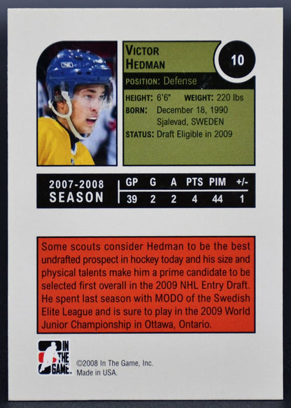 2008-09 In The Game Heroes and Prospects Auto Victor Hedman 10 Auto