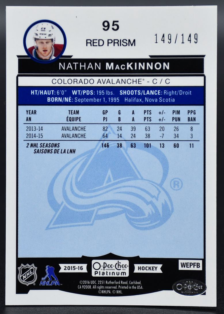 2015-16 OPC Platinum Nathan MacKinnon 95 Colorado Avalanche 149/149