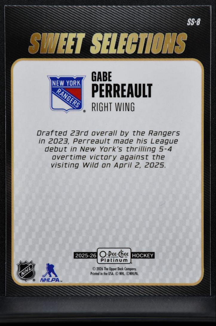 2025-26 O-Pee-Chee Platinum Sweet Selections Gabe Perreault SS-8 Rangers RC 3819