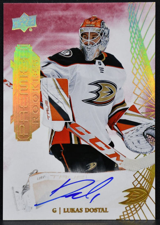 2022-23 UD Premier Rookie Auto Lukas Dostal 114 Anaheim Ducks RC Auto