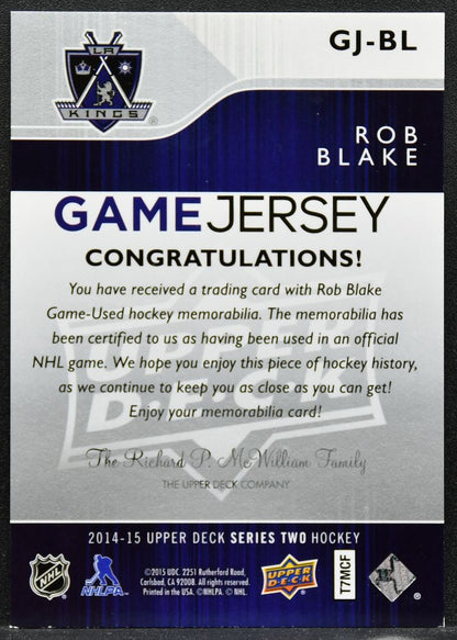 2014-15 Upper Deck Series 2 Game Jerseys Rob Blake GJ-BL Kings Jersey 2723
