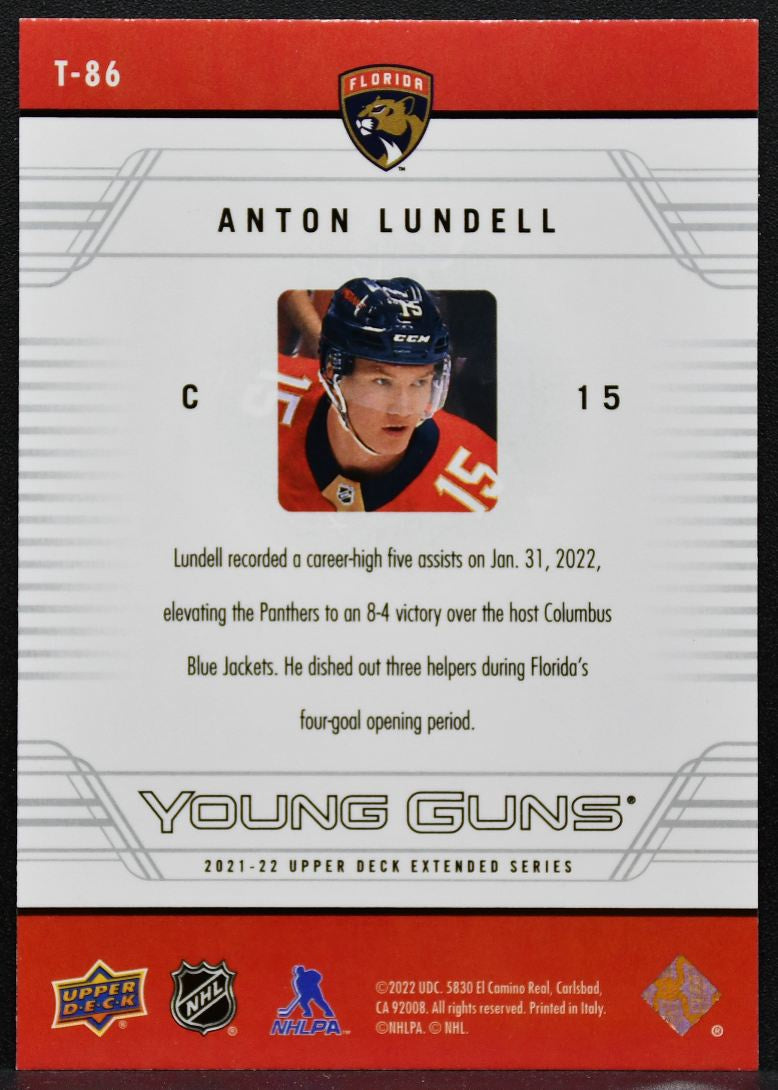 2021-22 Upper Deck Extended Series Young Guns Anton Lundell Panthers RC 4049